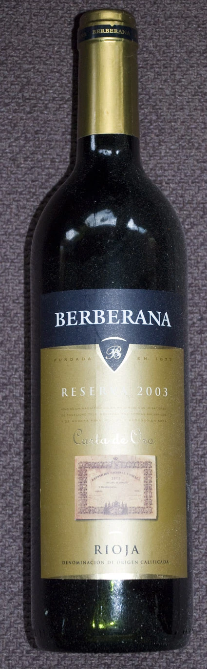 Carta de Oro Gran Reserva ( Bodegas Berberana ) 2000