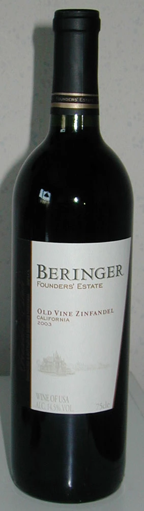 Old Vine Zinfandel, Beringer Founders` Estate ( Beringer Vineyards ) 2001